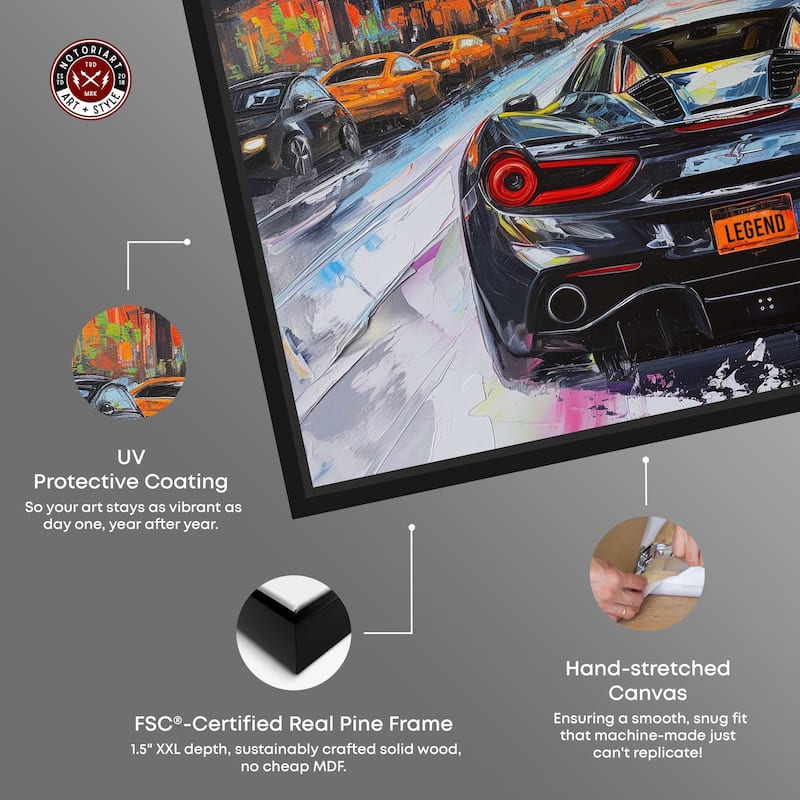 Notoriart Blast The Speakers Framed Car 1 Piece Canvas Wall Art