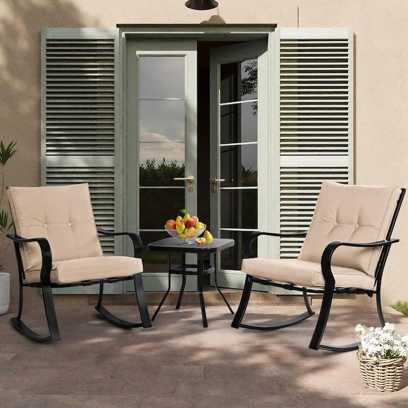 3-piece Rocking Chair Patio Bistro Set with Side Table