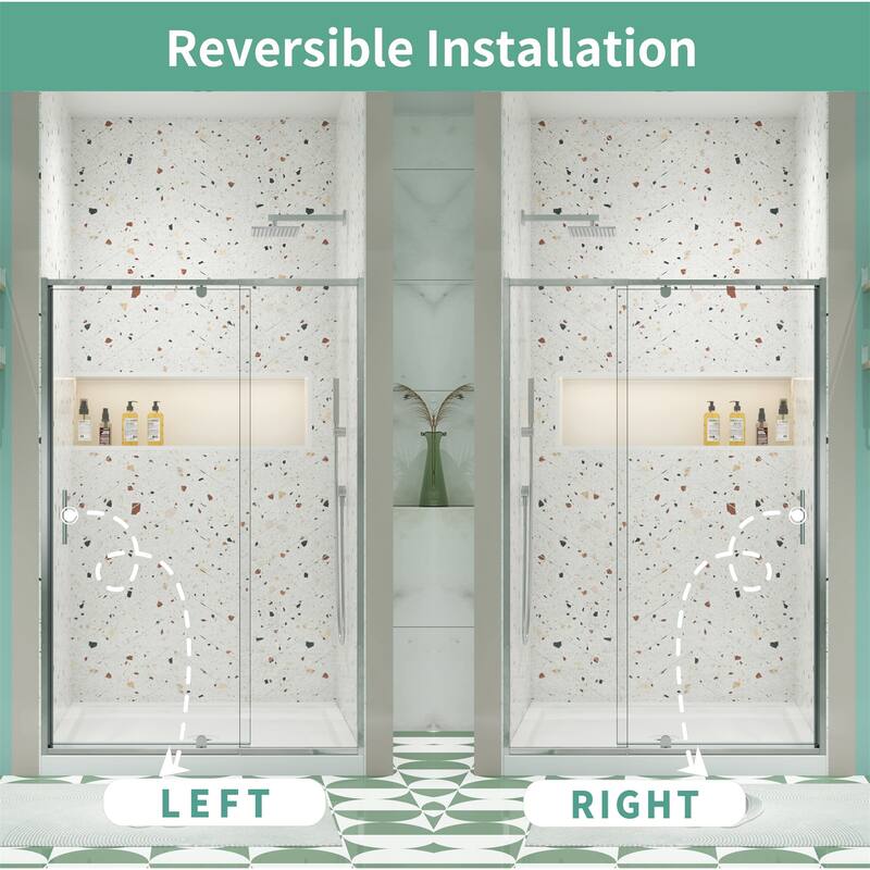 38-42"W x 71"H Piovt Swing Glass Shower Door