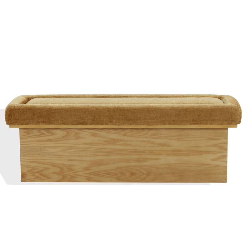 SAFAVIEH Couture Trudy Chenille And Wood Bench - 51"W x 17"D x 18"H