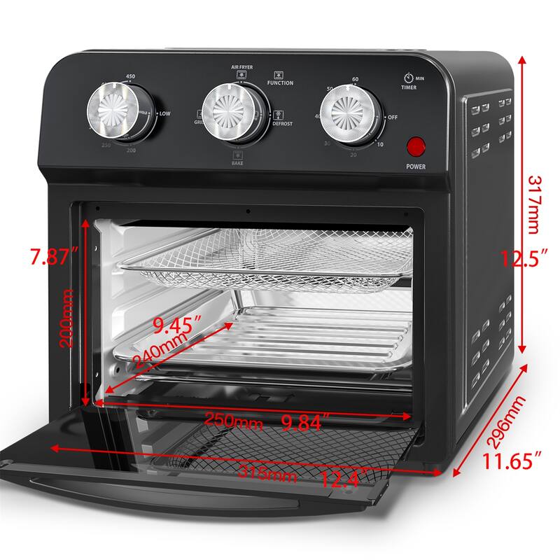 12.5 Quart 7-in-1 Multifunction Stainless Steel Air Fryer Convection Toaster Oven, 1500W