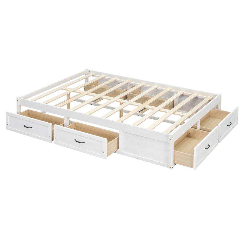 Full Size Platform Bed with 6 Storage Drawers