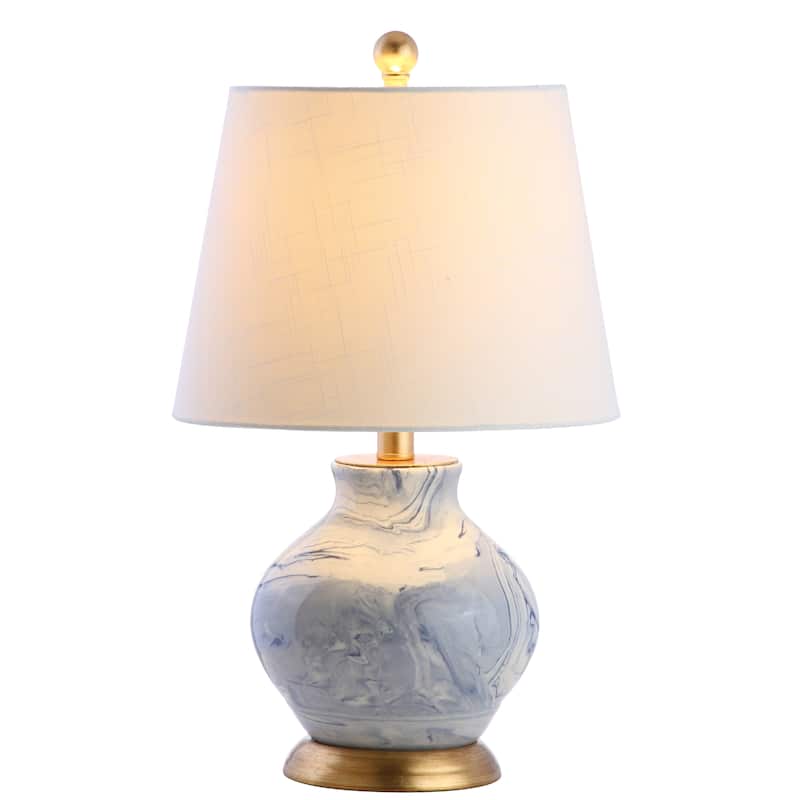 Holly 20.5" Marbleized Ceramic LED Table Lamp, Blue/White by JONATHAN Y