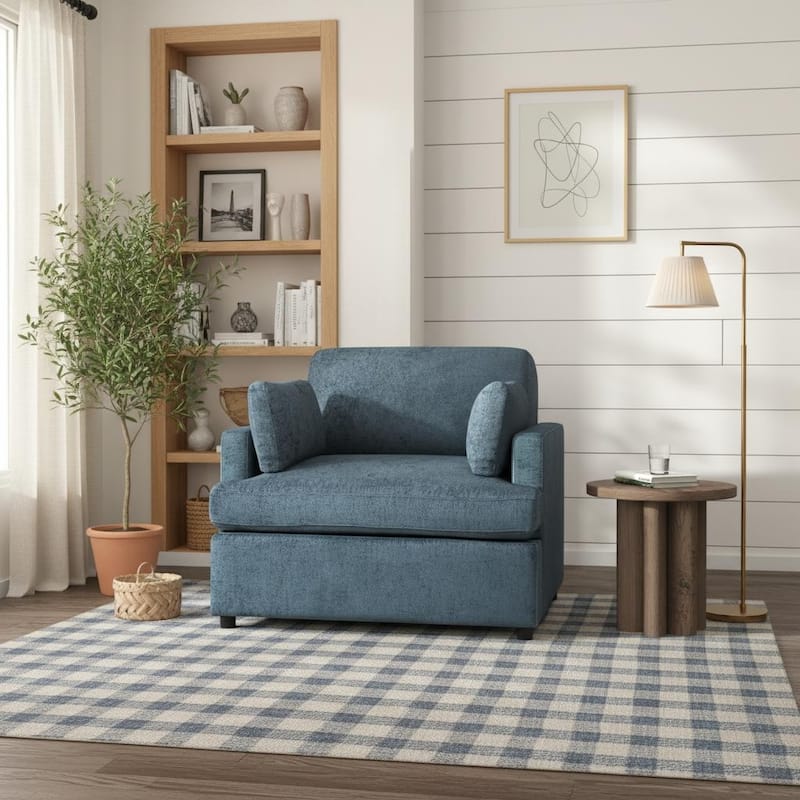 Oversized T-Cushion Accent Chair with Floating Armrest Pillows by Harper&Bright Designs