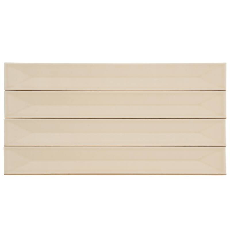 Apollo tile 2" x 16" Horizonte Glossy Alabaster Beige Ceramic Tile (10.76 sq ft/case) - 50 Pack