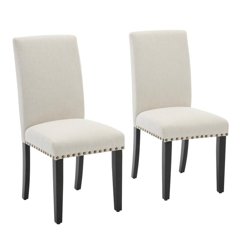Set of 2 Modern Dining Chairs - Ergonomic Fabric Upholstered w/Wood Legs - 265lbs - Easy-Clean & Floor-Safe - 15 Min Assembly