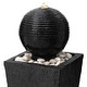 preview thumbnail 37 of 39, Glitzhome 31.75"H Polyresin Sphere Pedestal Outdoor Fountain With Pebbles Pump LED Light