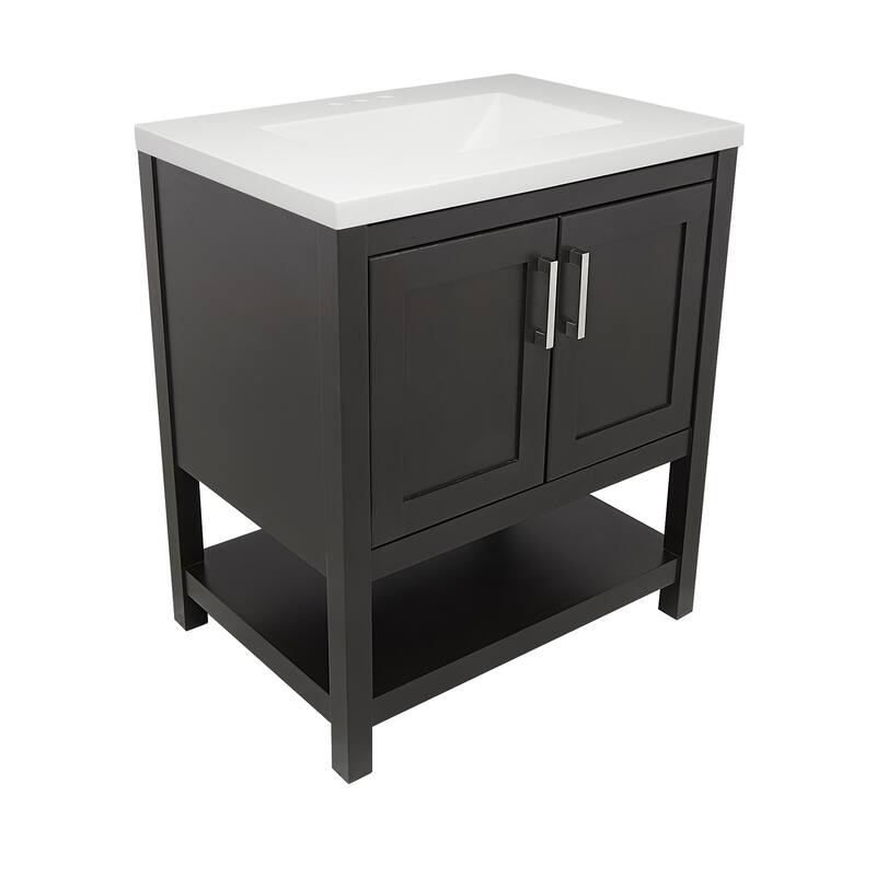 Taos 31 in. W x 22 in. D x 36 in. H Bath Vanity in with White Cultured Marble Top Single Hole.