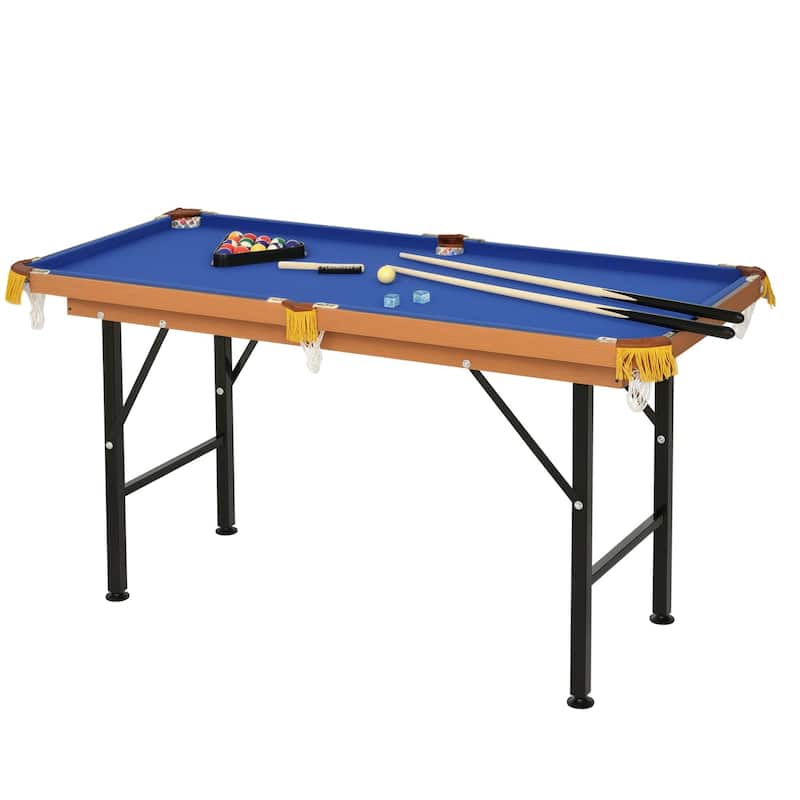 Soozier Portable Folding Billiards Table Game Pool Table for Kids Adults With Cues, Ball, Rack, Brush, and Steel Frame