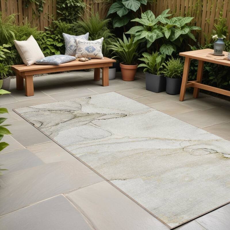 Alsiro Unique Abstract Weather Resistant Timeless Fusion Runner Outdoor Rug - 8' Runner - 8' Runner - Multi