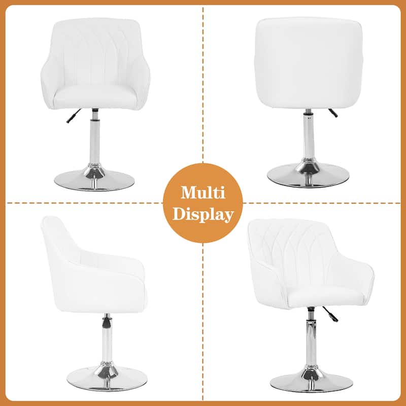 VECELO Vanity Chair Makeup Swivel Accent Chair Height Adjustable Round Back Tilt Chair for Living Room Vanity Office Bar Stool