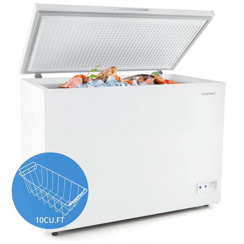 Costway 10 Cu. Ft. Chest Compact Freezer with 7-Level Temperature, - See Details - White - See Details
