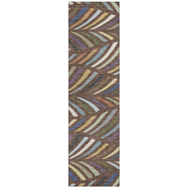 Machine Washable Indoor/ Outdoor Modern Feather Chantille Rug