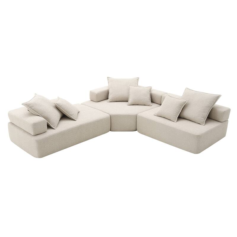 Oversized Modular L Shaped Sectional Sofa,Luxury Boucle Floor Couch Set,Convertible Compressed Couch,