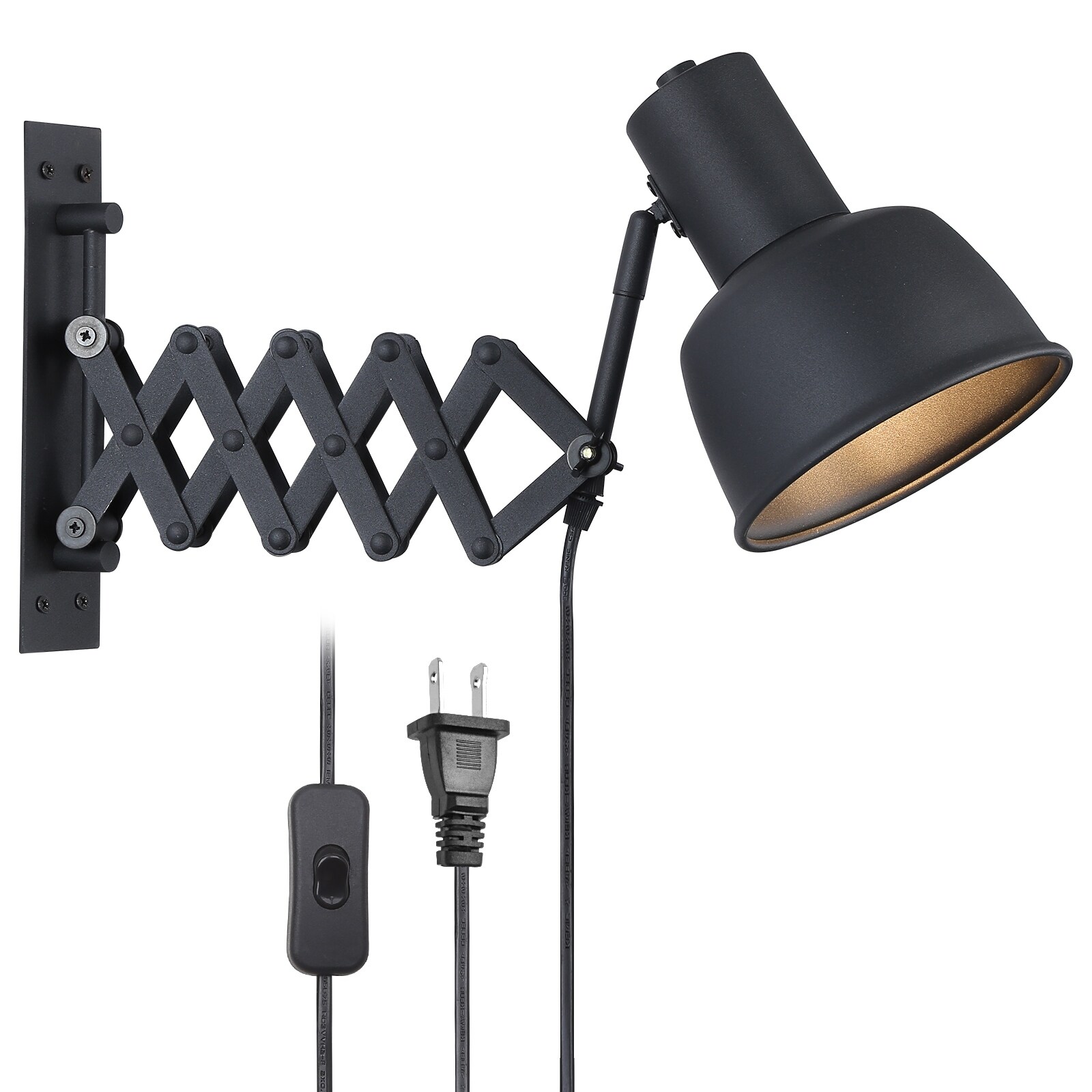 Modern Industrial Black Plug in Wall Sconces Vintage Swing Arm Wall Lamp for Living Room LV132 N