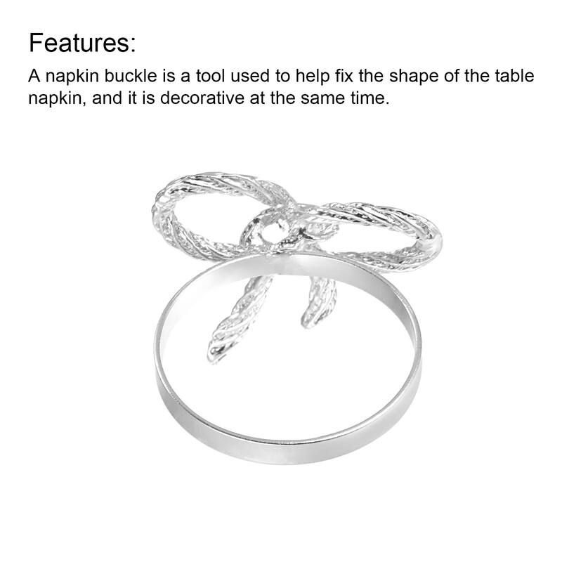 Metal Napkin Rings, 8pcs Bow-knot Napkin Ring Holder Set, Silver Tone - Silver Tone - 38mm