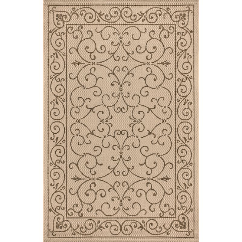 JONATHAN Y Filigree Textured Weave Indoor/Outdoor Area Rug - 9 X 12 - Beige/Brown