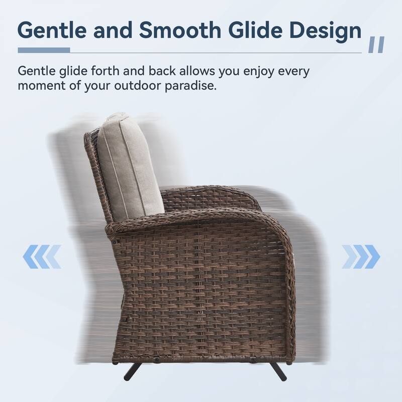 Gymojoy 7-Piece Patio Set with Glider Loveseat, Swivel Chairs & Fire Pit Table for Backyard, Garden