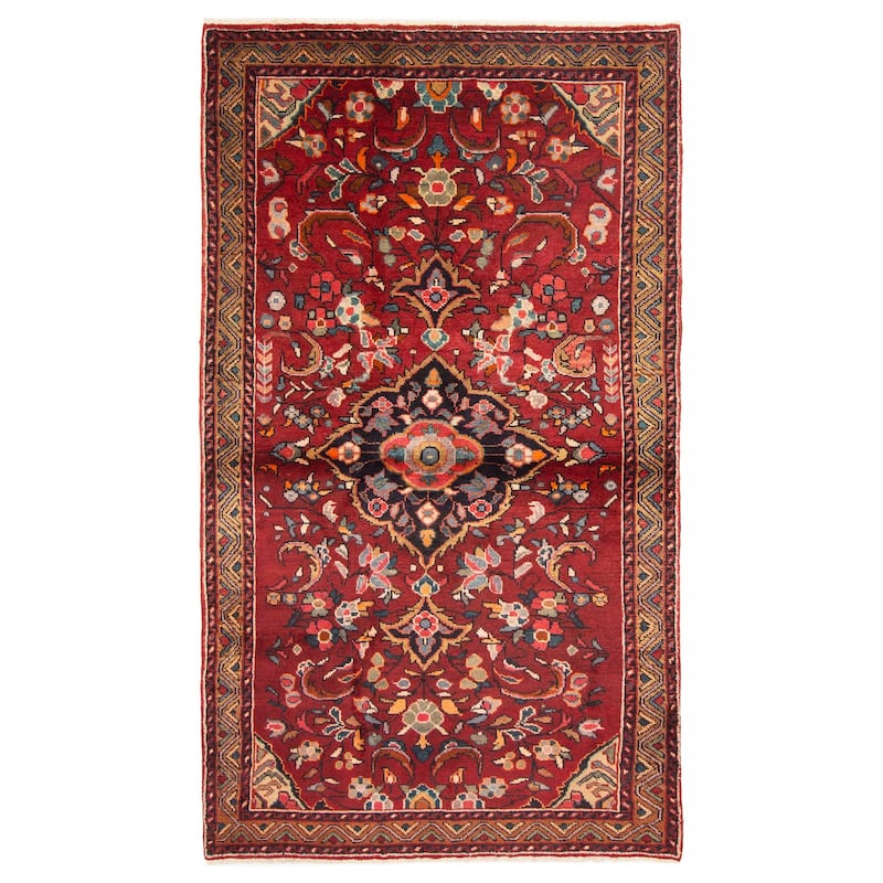 ECARPETGALLERY Hand-knotted Andelz Red Wool Rug - 4'5 x 7'8 - Red - 4'5 x 7'8