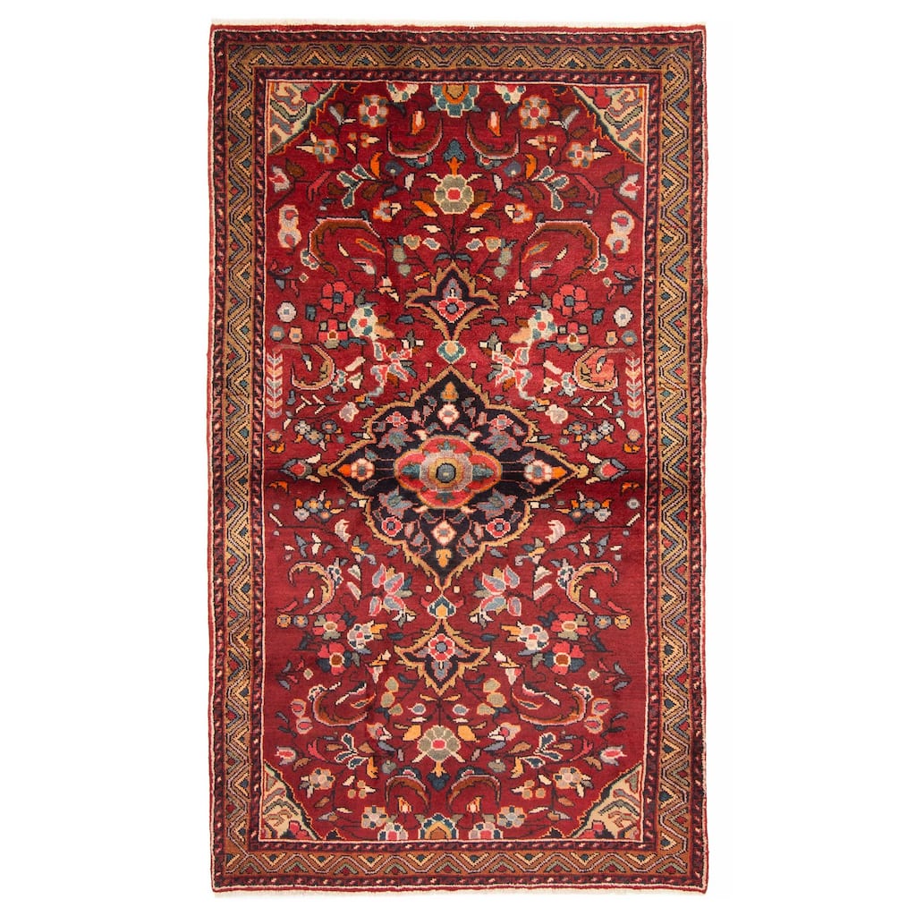 ECARPETGALLERY Hand-knotted Andelz Red Wool Rug - 4'5 x 7'8