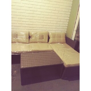 Outsunny 3 Piece Outdoor Rattan Wicker Patio Sofa and Chaise Lounge Set