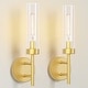 preview thumbnail 1 of 7, Hardwired Gold Wall Sconces Set of 2 Gold