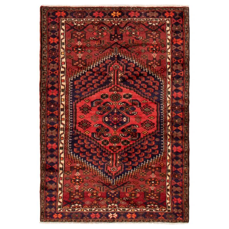 ECARPETGALLERY Hand-knotted Andelz Red Wool Rug - 4'3 x 6'3 - Red - 4'3 x 6'3