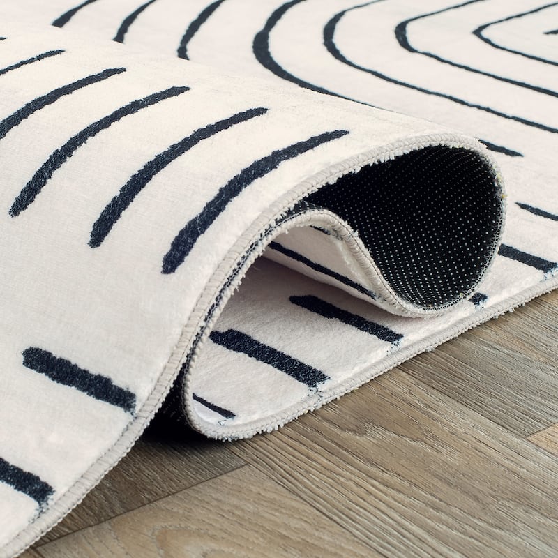 World Rug Gallery Bohemian Lines Washable Non Slip Area Rugs