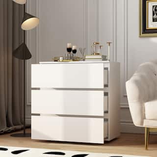 Space-Saving 3 Drawers Storage Chest Dresser in White with Smooth-Glide Drawers