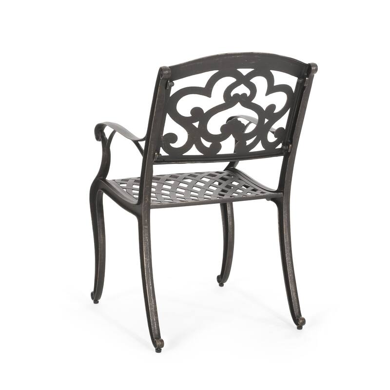 Serb Outdoor Dining Patio Chair Set of 2, Handcrafted Metal Copper Patina