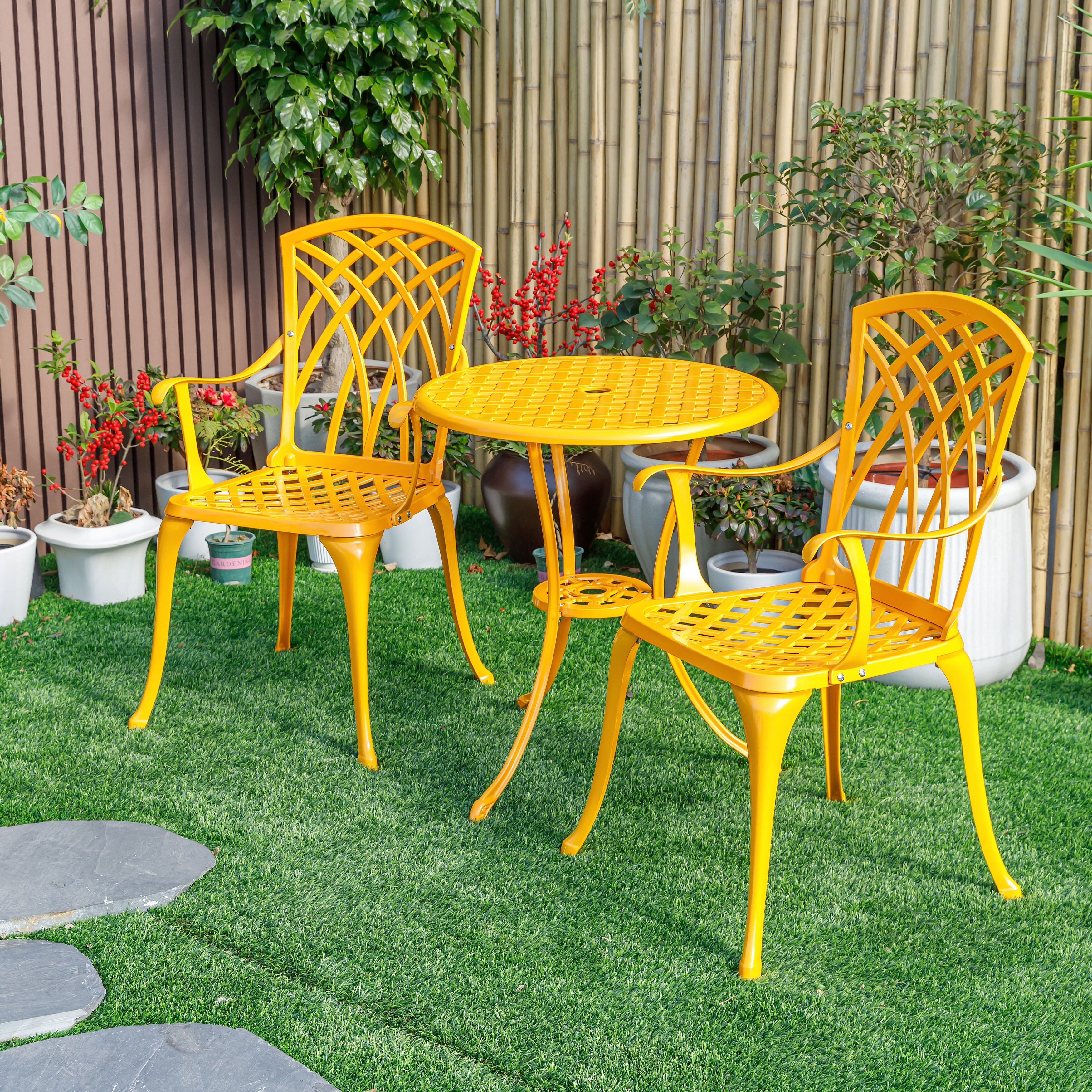 Yellow garden bistro set shop