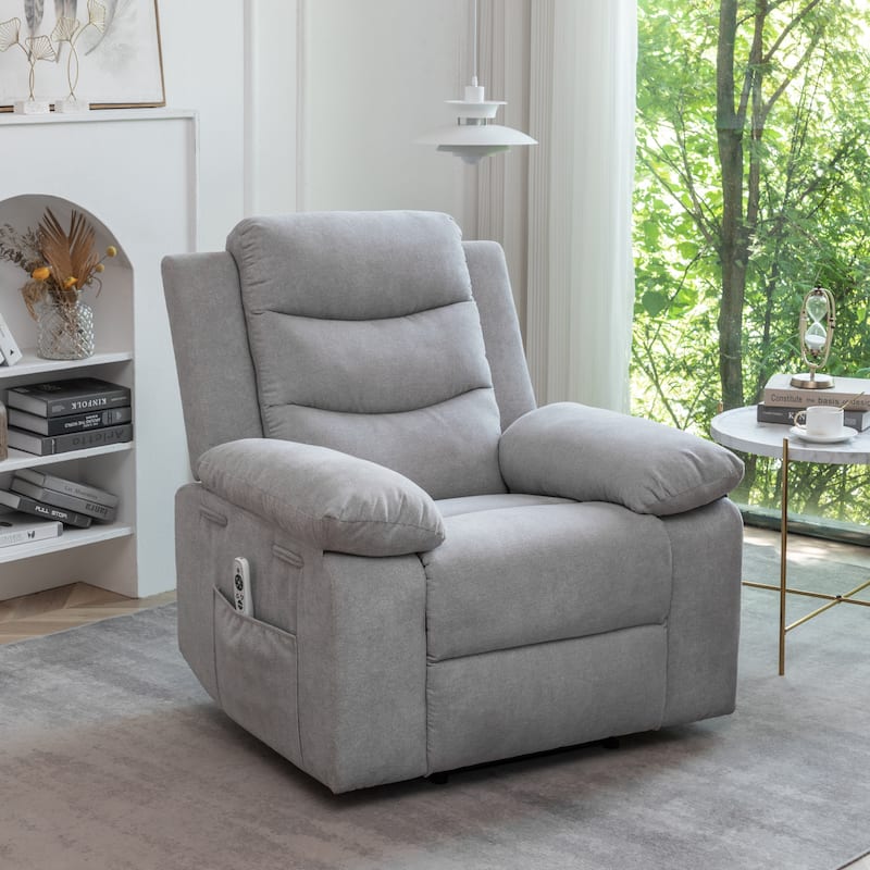 Velvet Fabric Power Recliner Chair with Massage and Heating
