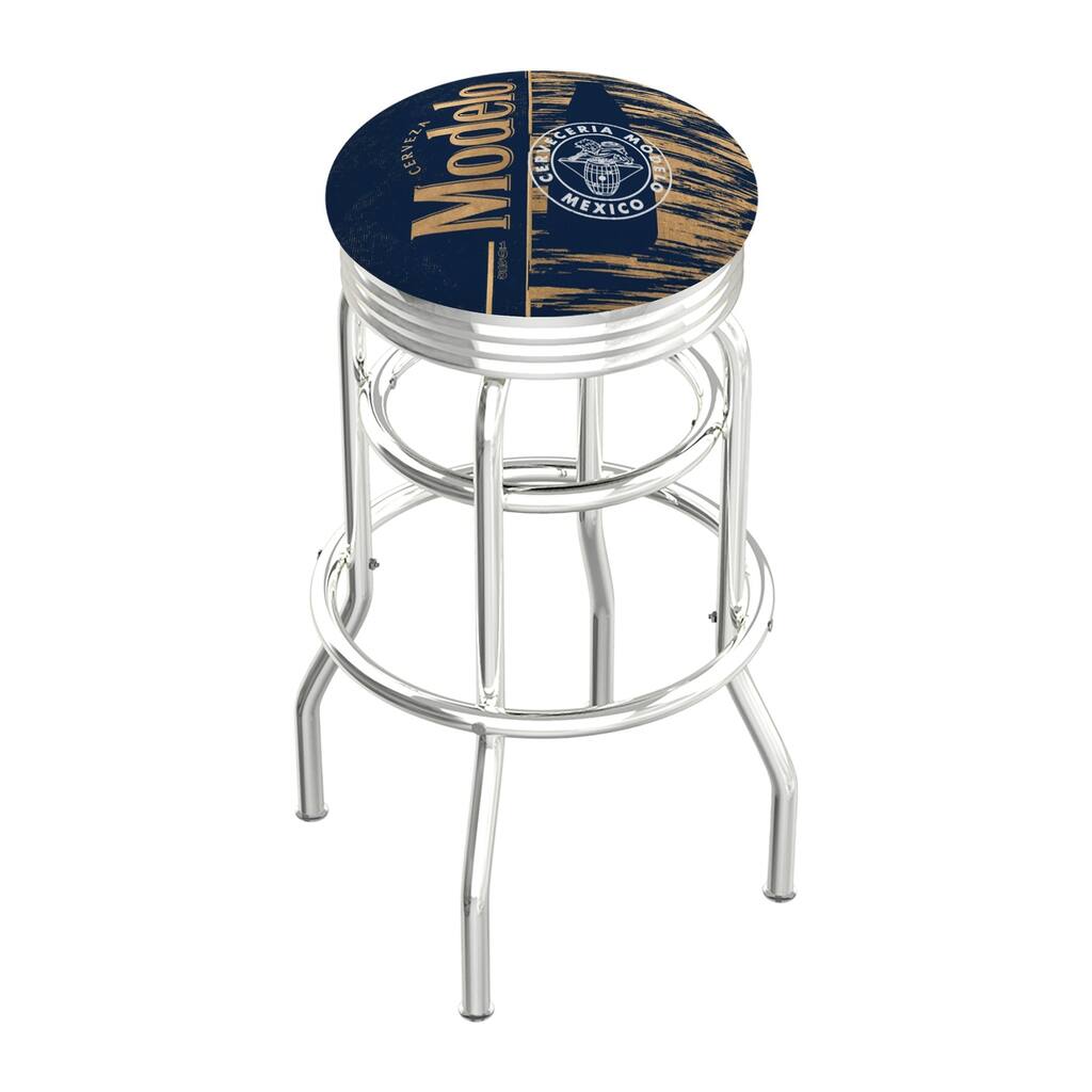 Modelo 25" Double-Ring Swivel Counter Stool with Chrome Finish - 18"Lx18"Wx25"H