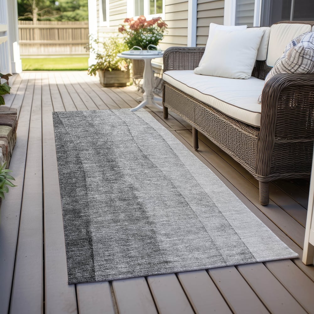 Machine Washable Indoor/ Outdoor Chantille Modern Horizon Rug