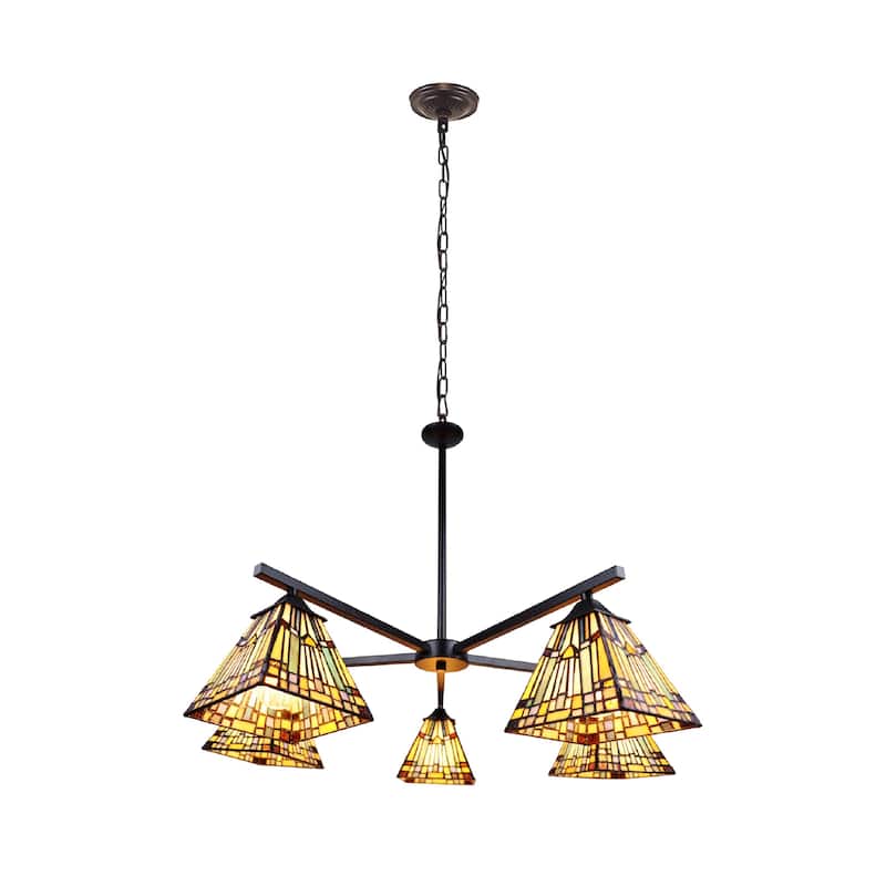 Tiffany-Style Mission Design 5-light Blackish Bronze Chandelier