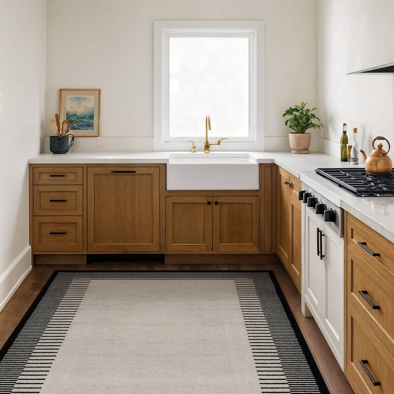 World Rug Gallery Modern Abstract Bordered Area Rug for Living Room, Bedroom, or Entryway - Low Pile Indoor Rug