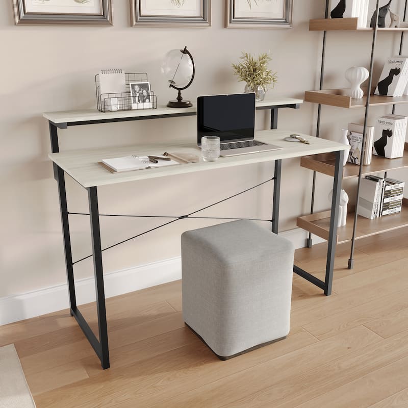 CraftPorch Minimalist 47-Inch Metal Computer Desk With Shelf
