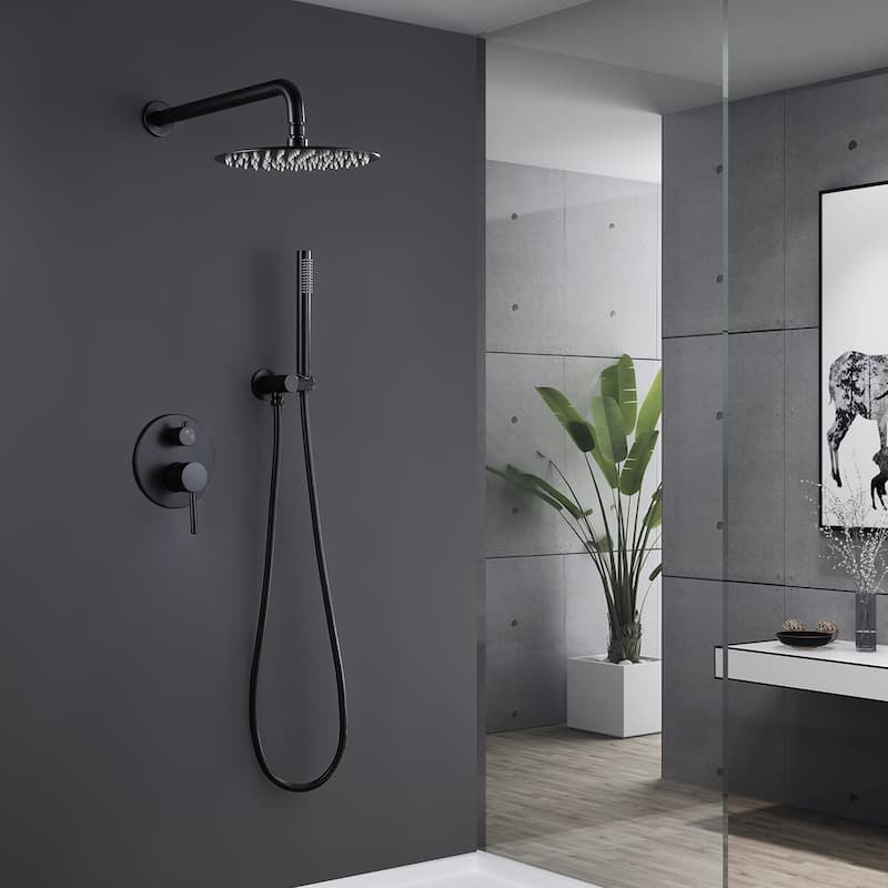 Brushed Gold Rain Shower System Wall Mount Rain Shower Head With Handheld Shower Combo Set Rough-In Valve