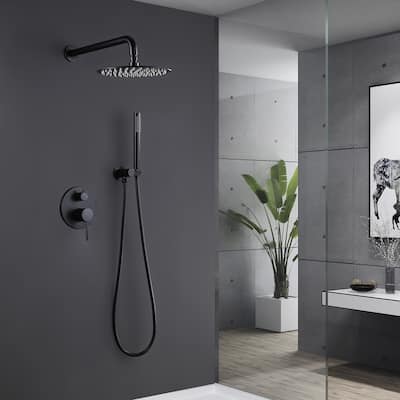 Brushed Gold Rain Shower System Wall Mount Rain Shower Head With Handheld Shower Combo Set Rough-In Valve