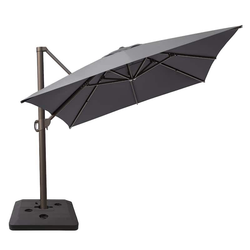 13 ft x 10 ft Outdoor Aluminum Patio Cantilever Offset Umbrella with Base