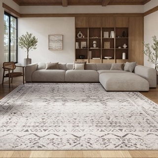 SAFAVIEH Tulum Marte Rustic Moroccan Boho Tribal Distressed Rug - Navy/Ivory - 6'7" Square