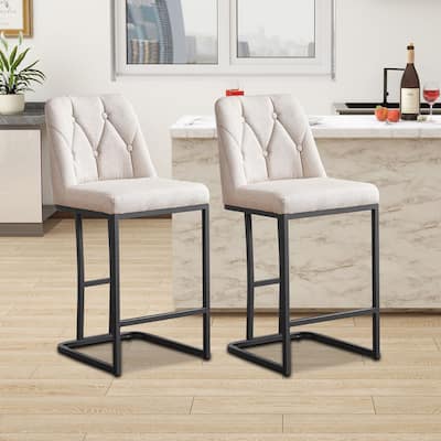 Modern minimalist bar chair set with upholstered backrest and metal legs suitable for bedroom living room kitchen bar