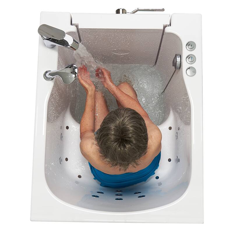 Ella Front Entry 32"x40" Acrylic Hydro Massage Walk-In Bathtub with Outward Swing Door 2 Piece Fast Fill Faucet 2" Drain