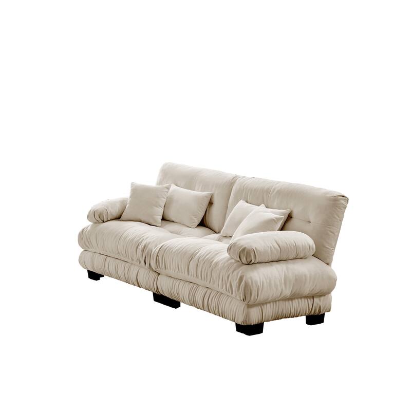 Oversized Modular Sectional Sofa, Chenille Deep Seat 2-Seater Sofa, Upholstered Cloud Couch with Lumbar Pillows & Throw Pillows