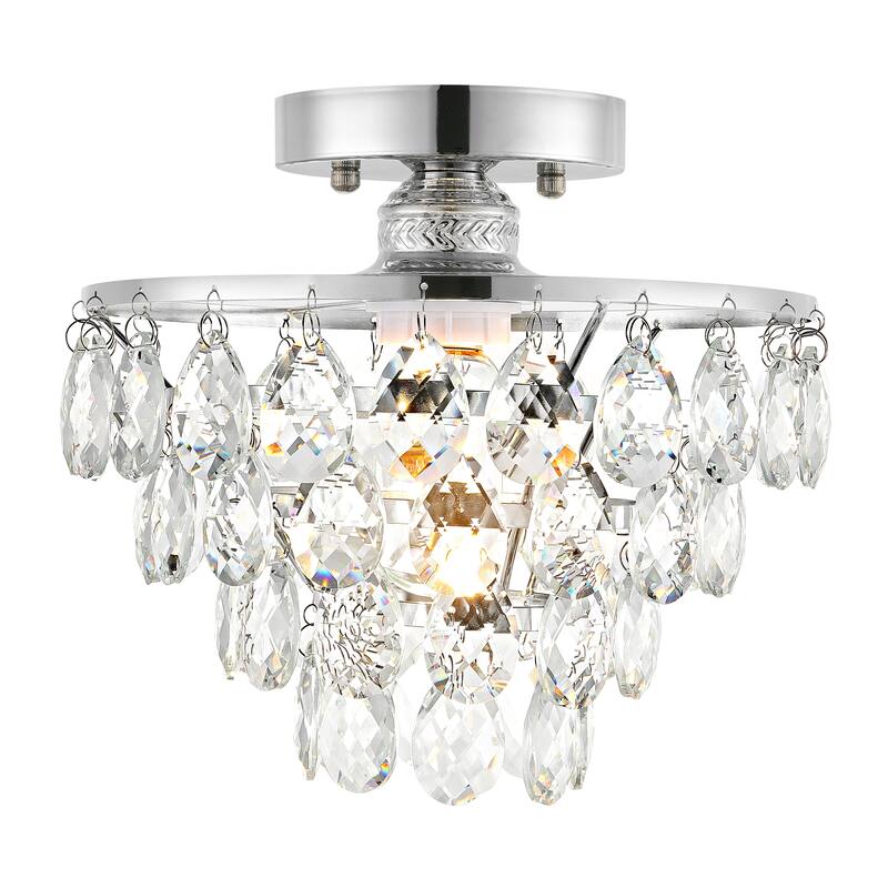 WINGBO Small Crystal Ceiling Light Fixture Mini Semi Flush Mount...