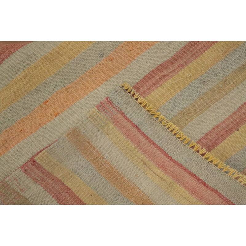 Hand Woven Oriental 100% Wool Carpet Southwestern Geometric Multi-Colored Kilim Area Rug - 10' 2'' X 5' 4''