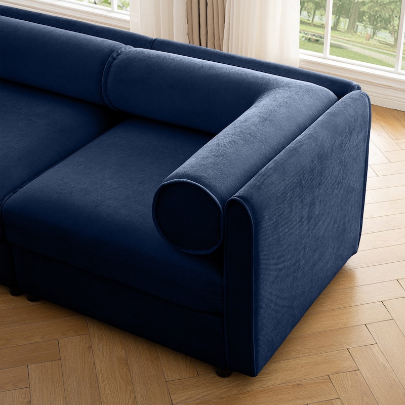 75.5" Chenille Upholstered 2-Seater Modular Sectional Sofa with Storage Seat, DIY Combination