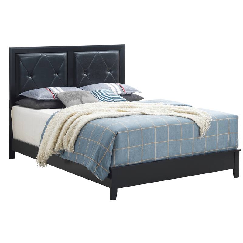 Tufted Upholstered Queen Panel Bed - 85" - Black