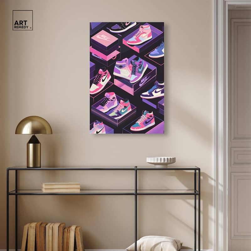 Neon Pastels Sneakers Canvas by Art Remedy, Gallery Wrapped