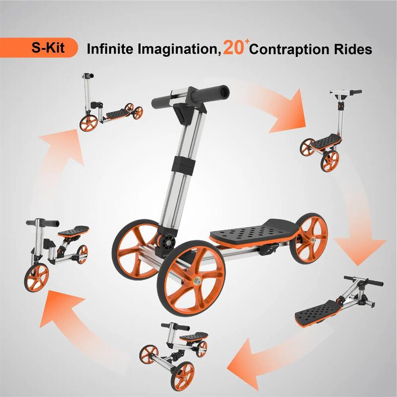 Kids Balance Bike And Scooter Kit Silver Modular Outdoor Toy - 28.74" L x 12.99" W x 20.87" H